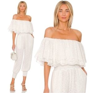 Misa Los Angeles Bita Jumpsuitin White Clip Dot